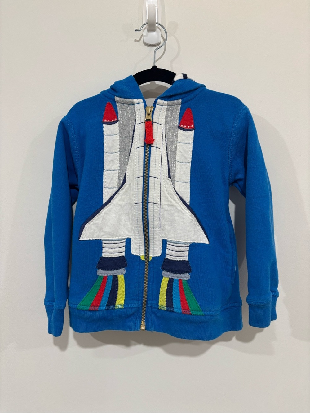 Mini Boden Spaceship Rocket Graphic Zip Up Sweatshirt